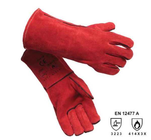 Rękawice spawalnicze RHINOWELD MIG Simply Red GL016 czerwone 10,5 XL z nicią kevlarową i częściową wyściółką bawełnianą